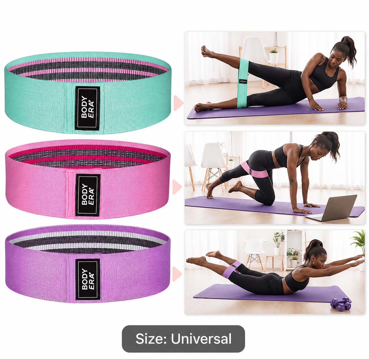 Resistance Bands Set for Women - 3 Loop Exercise Bands for Booty, Legs & Glutes Workout, Home Gym Fitness Bands